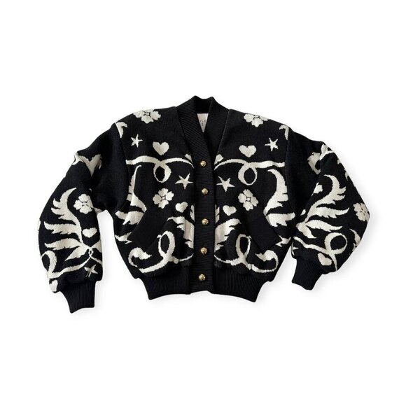 Hayley Menzies Black Belle Starr Jacquard Bomber Jacket, Size‎ L - Picture 6 of 16